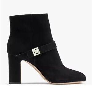 Kate spade Black Suede Ankle Boots with Gold Accent New